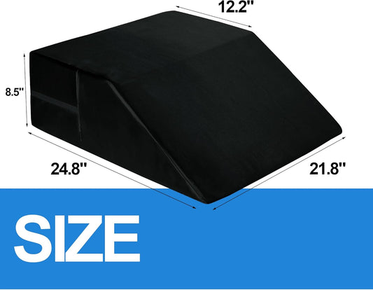 HOMBYS Satin Wedge Pillow Cover Leg Elevation Pillowcase -Silky & Smooth Bed Wedge Replacement Case with Zipper, Removable & Machine Washable(Cover Only), Black