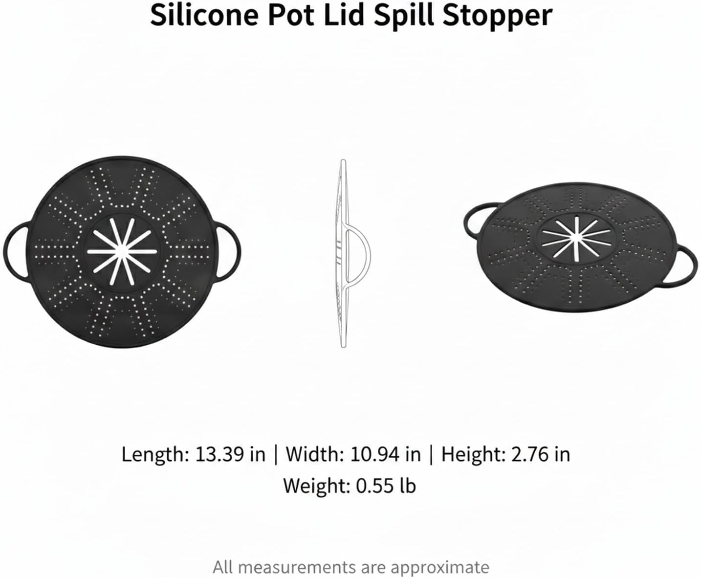 Silicone Pot Lid Spill Stopper, Flexible Cover for Pasta and Soup, Fits Most Round Pots, Easy Clean Kitchen Gadget (1 PC)