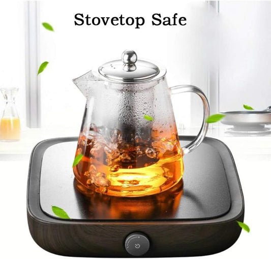 TMOST Glass Teapot with Infuser Tea Pot 950ml/32oz Tea Kettle Stovetop Safe Blooming and Loose Leaf Tea Maker Set (32oz/ 950ml)