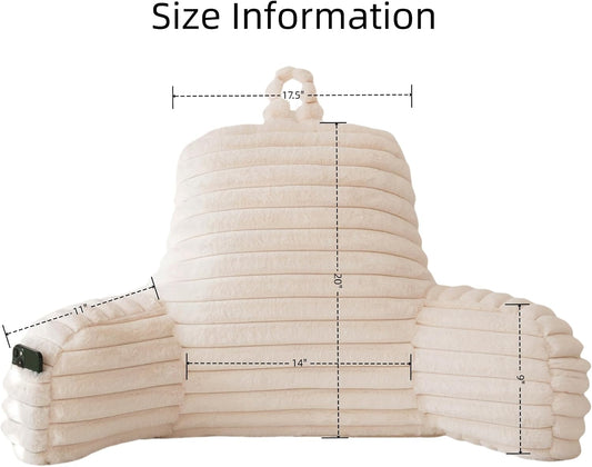 Large Reading Pillow for Adults, Back Support Pillow for Sitting Up in Bed with Arms, Couch for Lounging Bedrest, Hot Pink
