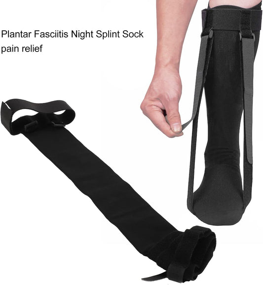 Brrnoo Plantar Fasciitis Night Splint Sock Stretch Sock, Adjustable Straps Night Splint Relief,Calf Stretcher Sleep, Foot Brace for Plantar Fasciitis Achilles Tendinitis Foot Drop (S)