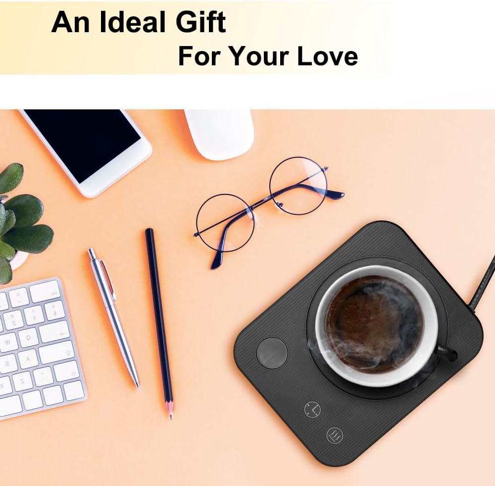 Lesipee Mug Warmer, Coffee Cup Warmer for Desk with Auto Shut Off, Candle Warmer, Electric Beverage Warmer Plate for Tea, Cocoa & Coffee, 2 Temperature Settings, for Office Home
