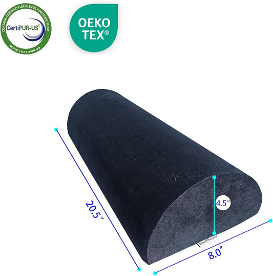 2 Pack Half Moon Bolster Pillow for Legs, Knees, Lower Back.Semi Roll Round Pillow for Ankle and Foot Comfort, Head Neck Spine Hip Pain Relief,Machine Washable Cover