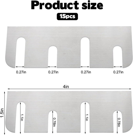 Heavy Duty Door Hinge Shims, 15 PCS Coated Finish Door Hinge Shim Stainless Steel Door Hole Filler Plate Hinge Filler Plates for Door Alignment & Repair (0.04 Inch Thickness, 4" x 1.5")