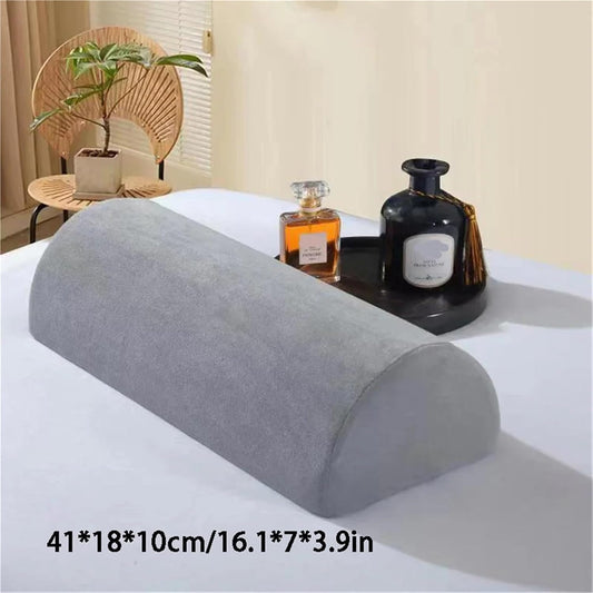 Half Moon Bolster Pillow, Gray, Memory Foam, 16.1x7x3.9 Inches, Semi-Roll Knee Support for Leg Elevation, Back Lumbar Neck Relief, Washable Cover