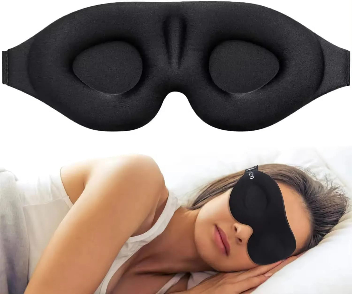 3D Contoured Memory Foam Sleep Mask – Zero Pressure, Light-Blocking Eye Mask with Adjustable Strap for Travel, Side Sleepers & Naps