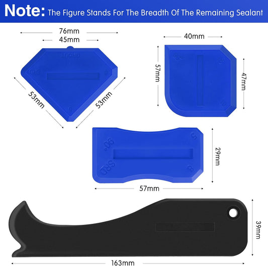 Outus 4 Pieces Silicone Caulking Tool Set Sealant Finishing Grout Scraper Caulking Removal Tool for Kitchen Bathroom Floor Sink Joint Sealant Sealing Home House Renovation, Reuse and Replace (Blue)