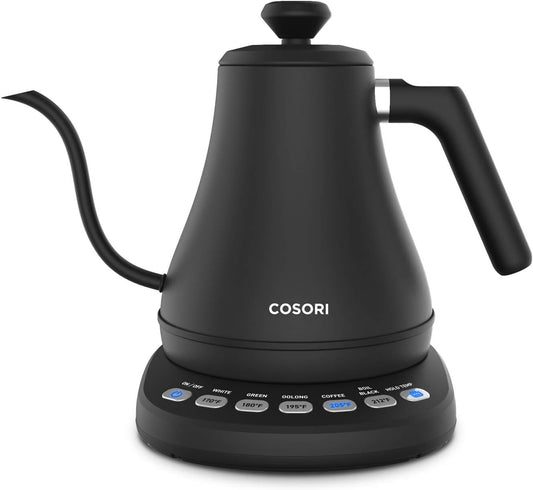 COSORI Electric Gooseneck Kettle Smart Bluetooth with Variable Temperature Control, Black & Pour Over Coffee Maker with Double-layer Stainless Steel Filter, 34 Ounce