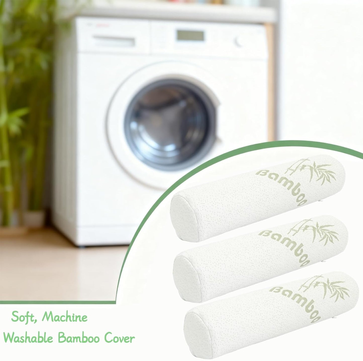 3 Pcs Cervical Neck Roll 18 x 4 Inches Removable Washable Cover Cylinder Memory Foam Pillow for Travel Yoga Sleeping Neck Back Lumbar Legs Support
