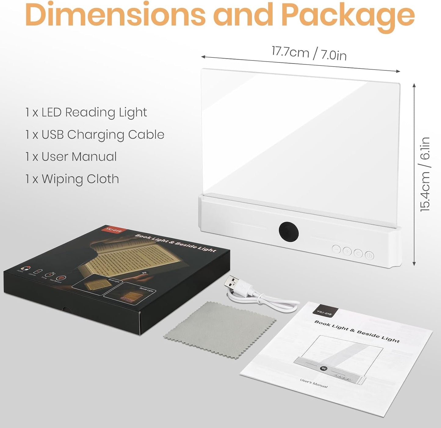 LED Book Light, 3 Color Temps & Stepless Dimming, Night Reading with Timer | 2-In-1 Rechargeable Clear LED Flat Reading Light and Night Light. Perfect for Night Reading and Bookish Gifts(Black)