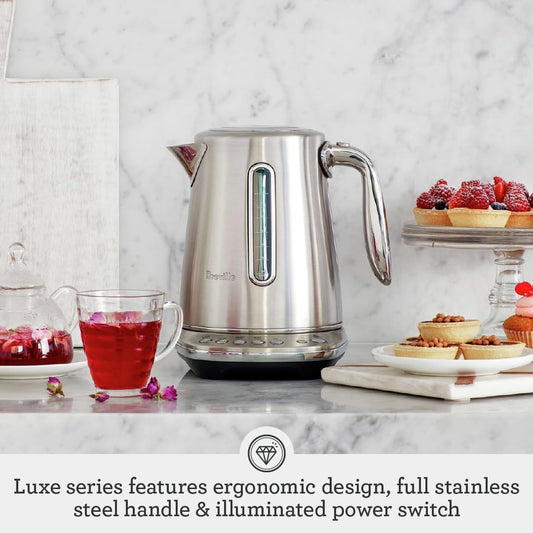 Breville BKE845DBL Smart Kettle Luxe Water Heater, Damson Blue | Intelligently heat water for any tea with this stylish, electric kettle designed for precision brewing | 7 cup capacity