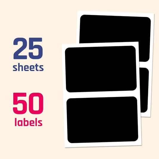 50 Pack, Large Chalkboard Labels Stickers - Rectangle, 6" x 4" | Erasable and Reusable