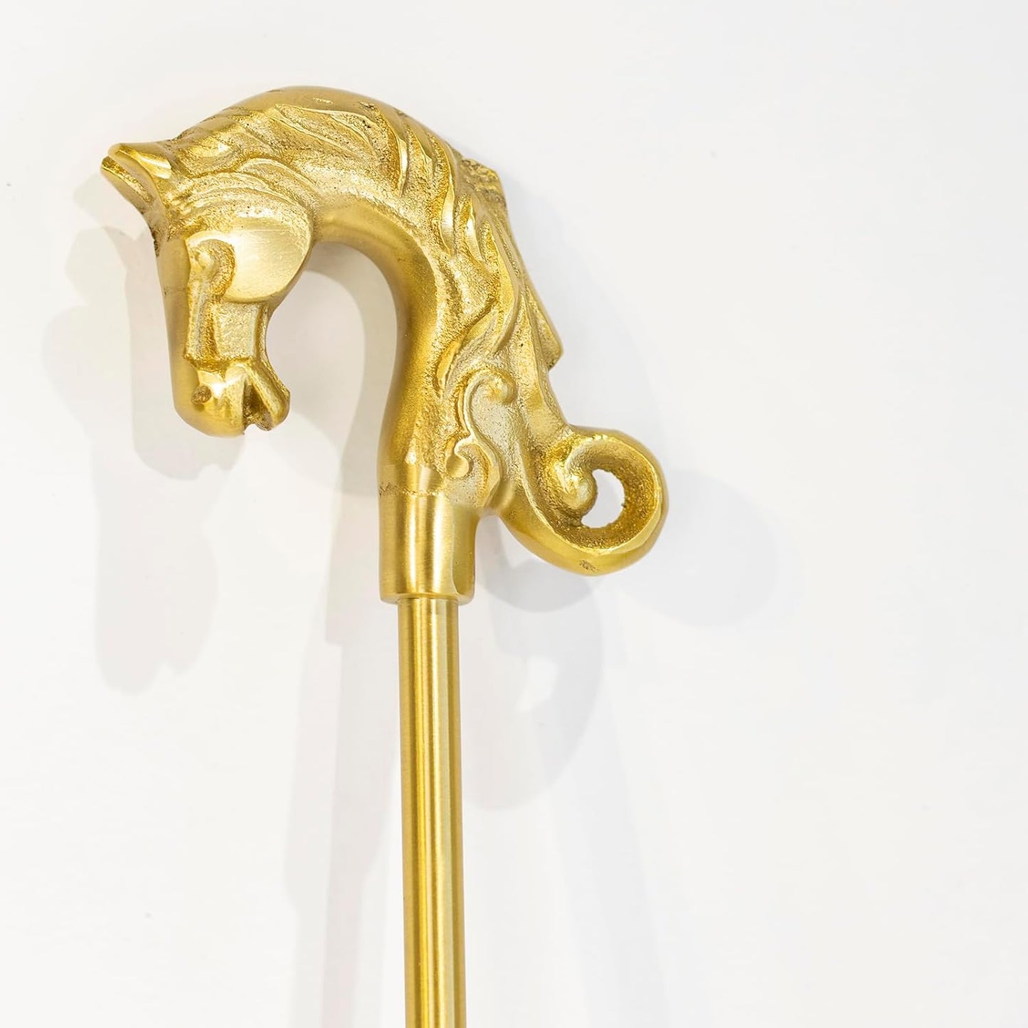 Shoe Horn Long Handle Brass Metal 24 inch ,Horse Head Decoration Shoe Horn for woman- Durable and Sturdy