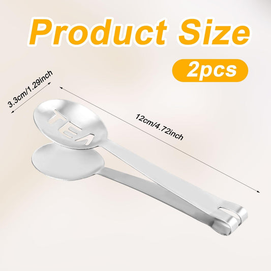 2pcs Tea Bag Squeezer, Stainless Steel Tea Spoon for Loose Tea Ice Sugar Cubes Tea Spoon Tea Strainers Tea Tongs Clip on Strainer Tea Accessories for Tea Drinkers