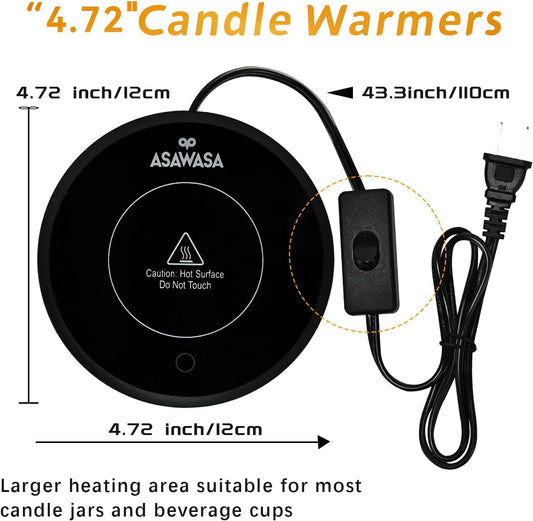 ASAWASA Smart Candle Warmer for Large Jar, Coffee Mug Warmers, with Gravity Switch Auto Shut-On/Off, Safely and evenly Release The Aroma, Keep The Drink at a Pleasant Temperature, A Thoughtful Gifts
