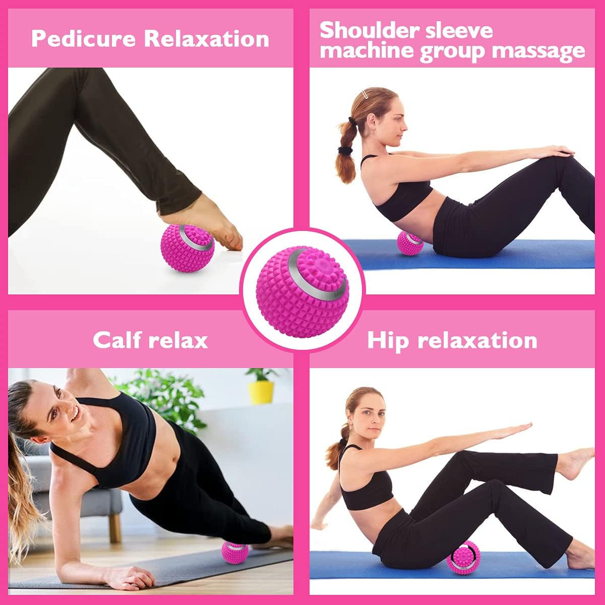 Vibrating Massage Ball 4-Speed High-Intensity Fitness Yoga Massage Roller, Relieving Muscle Tension Pain & Pressure Massaging Balls (Black)