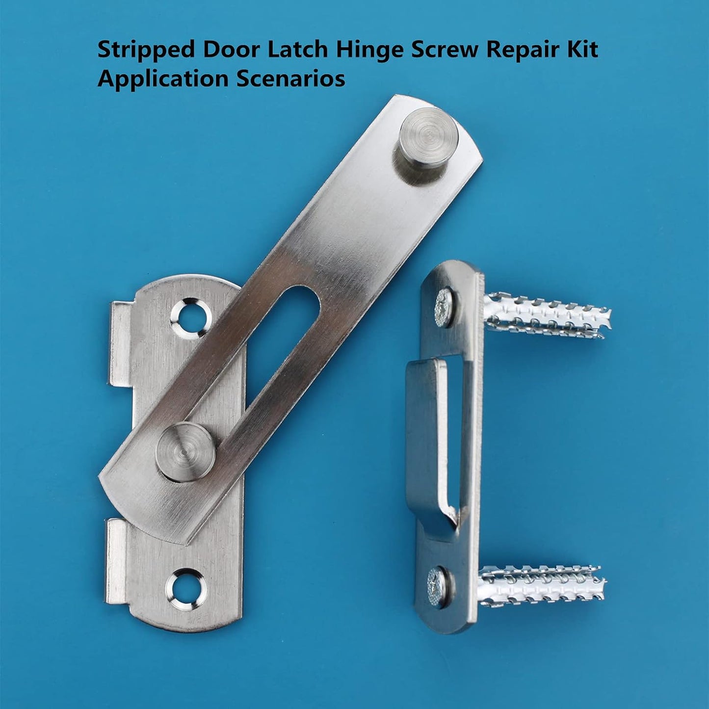 Screw Door Security Hardware Reinforcement Jamb Repair Kit - Terrific Solution for Stripped Door Hinge, Damaged Screw Repair (Black)