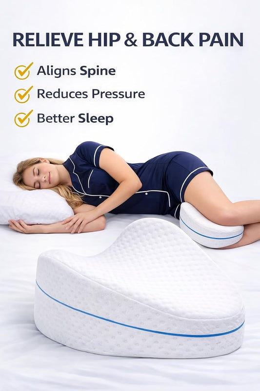 Leg & Knee Memory Foam Pillow for Side Sleepers – Ergonomic Support Cushion for Back, Hip & Sciatica Pain Relief – Spine Alignment & Comfortable Sleep