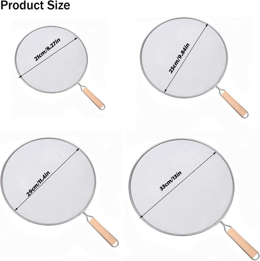8 Inch Grease Splatter Screen Guard Stainless Steel Splash Screen Protector Guards with Handle Splash-Proof Frying Pan Mesh Pot Lid Cover for Kitchen Cooking Gadgets