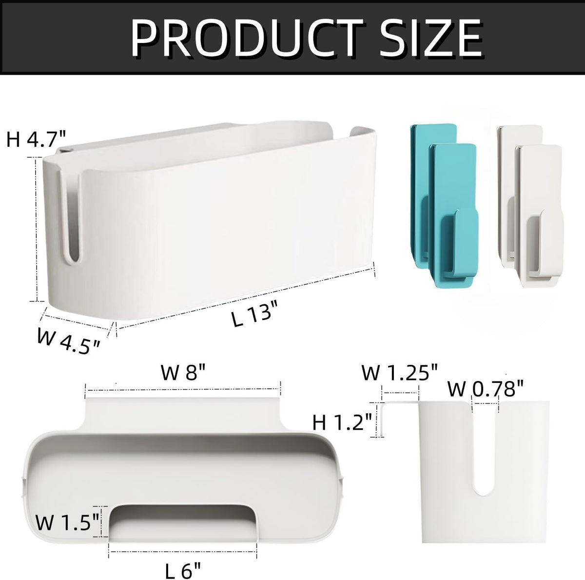 Bedside Caddy Organzier, Bunk Bed Shelf Accessories for Dorm, Bed Caddy Hanging with Hooks for Remotes, White, 11 lbs Capacity