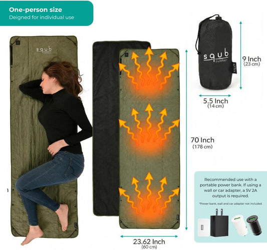 Cordless Heating Blanket - Battery Operated Throw for Camping & Travel