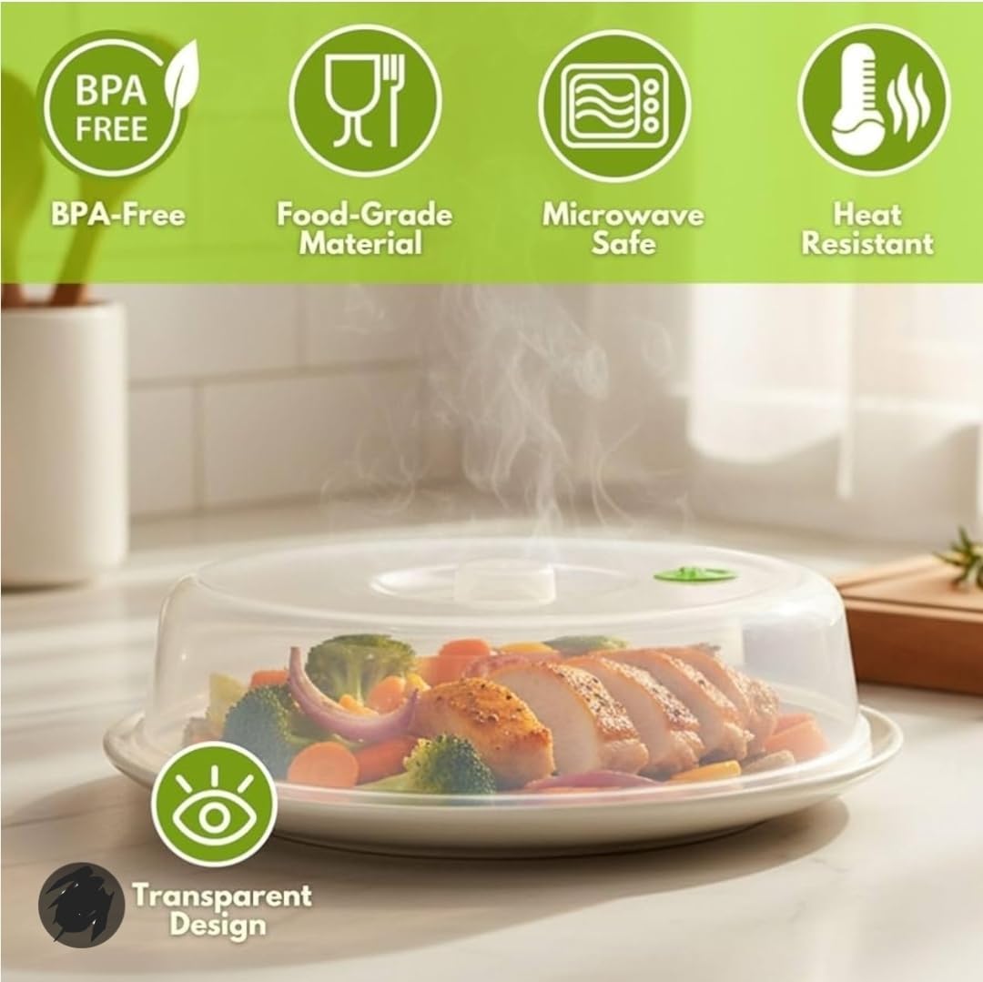 Microwave Splatter Cover 10.5" BPA-Free Lid with Vents. | Classic Design, Easy to pick-up, Dishwasher safe (Top rack).