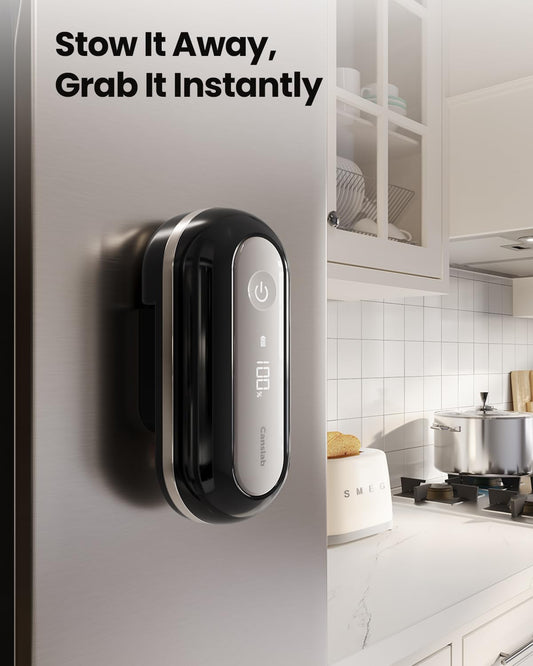 Canslab Retro Rechargeable Electric Can Opener, LED Battery Track&Auto Stop | True One-Touch Operation, Wall-Mountable Small Size, Side Cut Smooth Edge, Rechargeable, for Seniors with Arthritis, Black