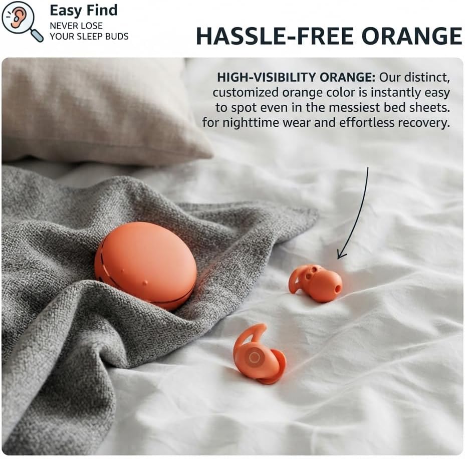 Sleepals Micro Sleep Earbuds for Side Sleepers, Orange