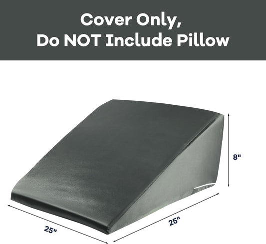 HOMBYS Satin Bed Wedge Pillow Cover Silky & Smooth Wedge Pillowcase 1 Pack 24x24x8, Soft & Breathable, Removable & Machine Washable-Zipper Design (Pillow Not Include), (Grey, 24"x24"x8")
