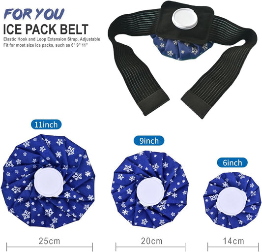 Ice Pack Strap, Extended Version Adjustable Support Wrap, Ice Pack Wrap Band, Ice Bag Strap, Multipurpose Elastic Hook and Loop Extension Strap, 42 inches