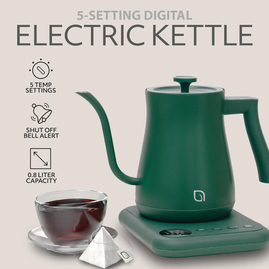WILLOW ECO SERIES Gooseneck Electric Kettle with 5 Temperature Presets and Keep Warm Feature, 0.8L Pour Over Kettle for Coffee & Tea 1200W Quick Heating with 100% Stainless Steel Interior Water Heater