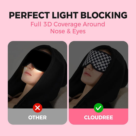 Sleep Mask, 3D Contoured Nose, Light Blocking for Side Sleepers