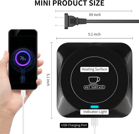 Coffee Mug Warmer, Smart USB Coffee Cup Warmer with Pressure-Induced Auto On/Off, Coffee Accessories for Home Office Desk