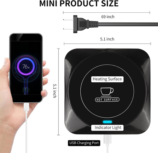 Coffee Mug Warmer, Smart USB Coffee Cup Warmer with Pressure-Induced Auto On/Off, Coffee Accessories for Home Office Desk