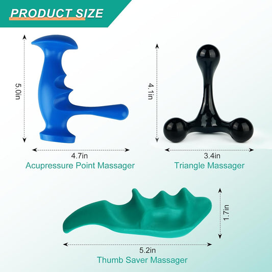 Massage Tool Set, Trigger Point Massage Tool Kit with Thumb Saver, Deep Tissue Manual Back Massager, Pressure Point & Muscle Knot Remover for Neck, Back, Shoulders, Legs
