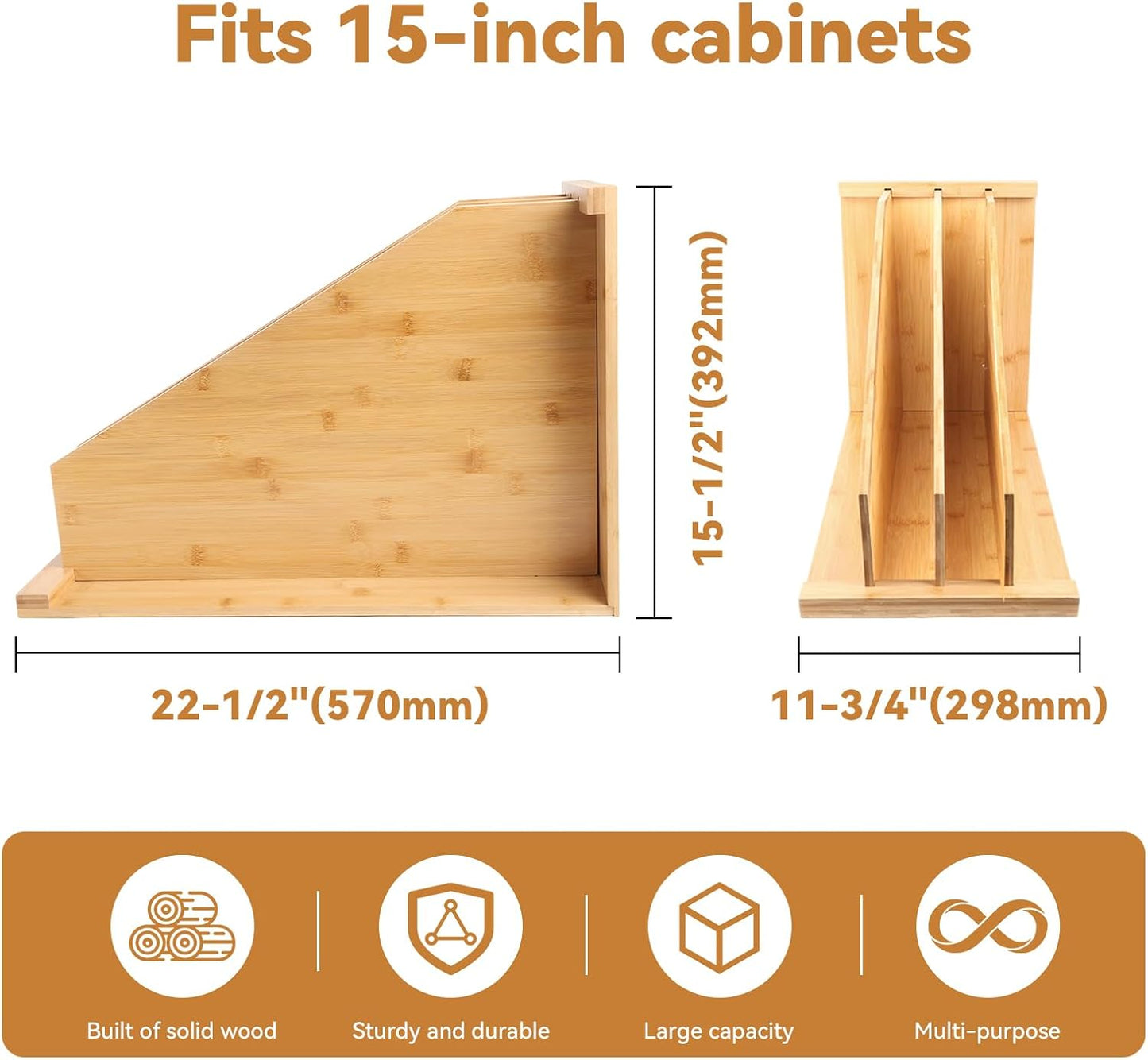 Upgraded Tray Dividers for Cabinets,15in Hx22in Dx12in W, Kitchen Cabinet Tray Divider for Pans, Lids, Pot And Pan, Cookie Sheet. with 3 Dividers,Keeping The Kitchen Organized(1)