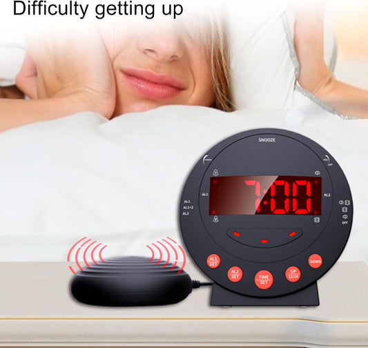 PerGar Alarm Clock 110 Decibels Red Flashing Light Super Shaker Extra Loud Alarm Clock for Student Elder Sonic Alert Vibrating, Heavy Sleepers, Battery Backup Wake with a Shake