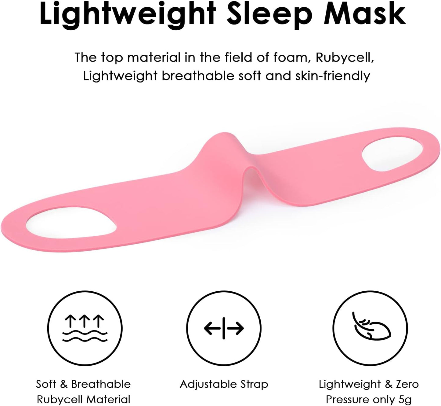 FRESHME Zero Pressure Sleep Mask - Lightweight Breathable Blockout Eye Mask for Sleeping with Ear Hanging Elastic Strap for All Sleep Positions Men Women Soft and Comfortable Black Eye Blinder Travel