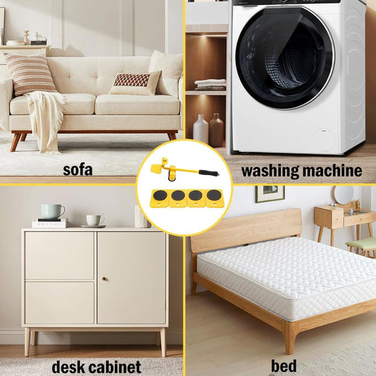 Vivicreate Furniture Lifter Mover Tool Set with Wheels Heavy Duty Moving Dolly Kit for Sofa Bed Cabinet Washing Machine Appliance Sliders Rollers Easy Moving Tool llantas para Mover muebles (Yellow)