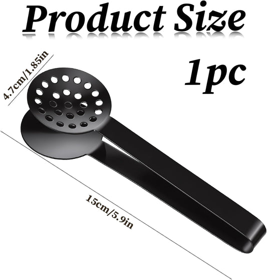 Black Tea Bag Squeezer Tongs, Stainless Steel Teabag Strainer Dispenser Tea Filter Spoon Clamp Dispenser Accessories for Gripping Teabags Ice Sugar Lemon Slice