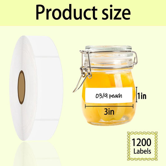 1200Pcs Blank Removable Freezer Labels,1x3In Date Label Stickers,No Residue Food Storage Containers Labels,for Food Containers Pantry Organization