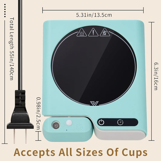 Coffee Mug Warmer with Auto Shut Off, 3 Temperature Settings with Air humidifier Water Mist Sprayer, Electric Beverage Heater with Borosilicate Glass Panel, 54-Inch Cord, Fits Mugs, Teapots (Blue)