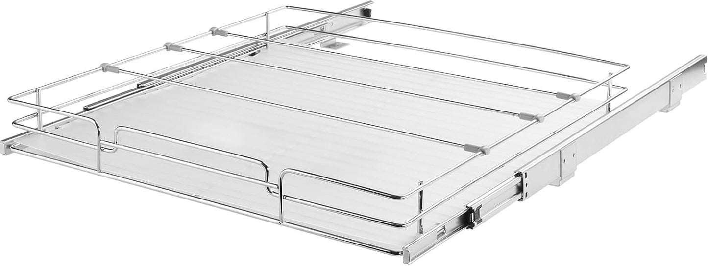 VEVOR 18.5"Wx21"Dx3.5"H Pull Out Cabinet Organizer, Heavy Duty Slide Out Pantry Shelves, Chrome-Plated Steel Roll Out Drawer, Drawer Storage for Home Under Sink, 20"Wx22"Dx7"H Install Size for Cabinet
