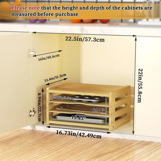 7 Tier Wood Tray Dividers for Cabinets, Cookie Sheet Organizer for Cabinet | Premium Wood, Multiple Sizes, Saving Space, Vertical Tray Dividers for Storing pans, Baking trays, Cutting Board