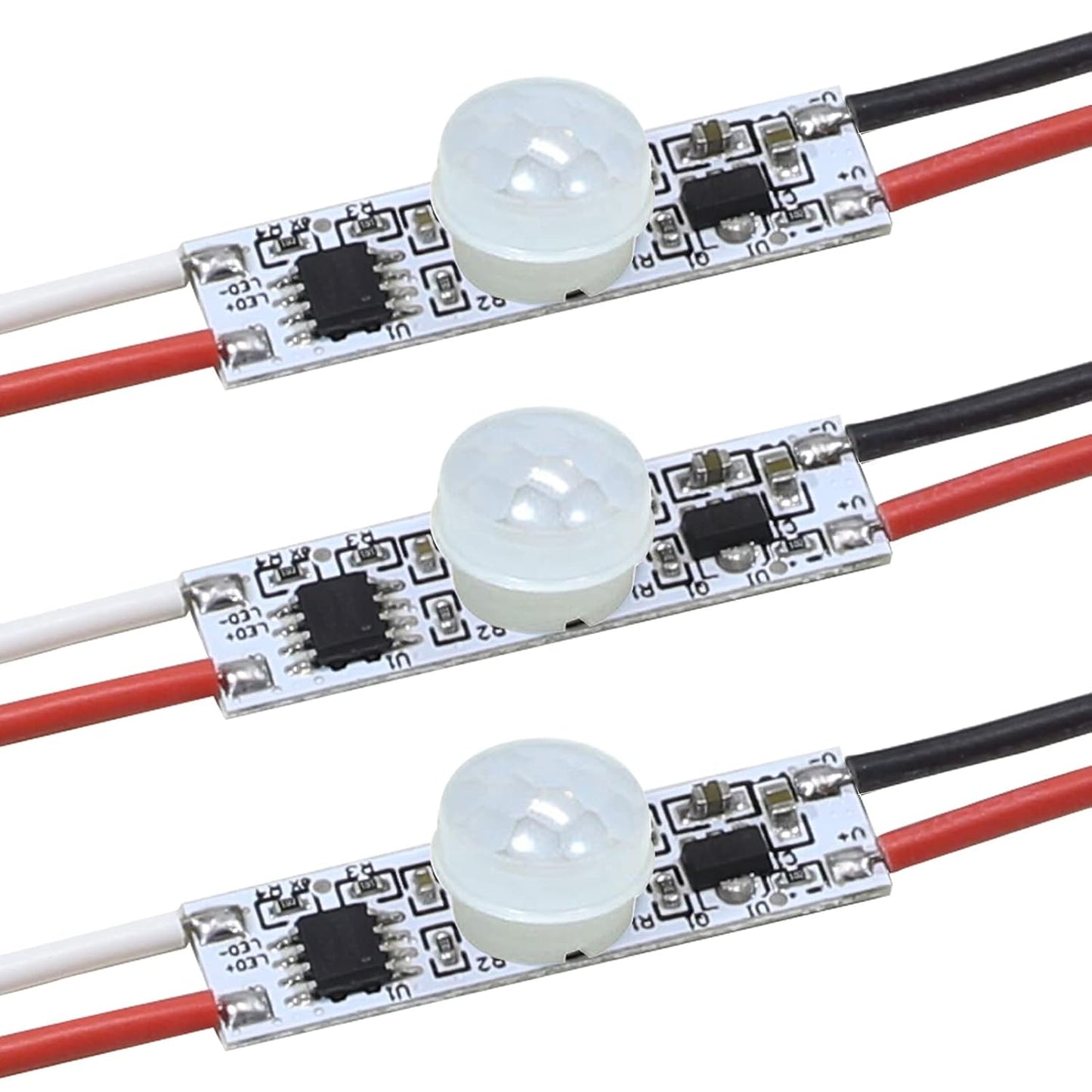 Motion Sensor Switch, DC 3.7v to 24V 4A PIR Motion Sensor for LED Lights, Mini Infrared Sensor Switch That can be Built into The Light bar or Box (3 Pieces 1037), 3pieces 1037