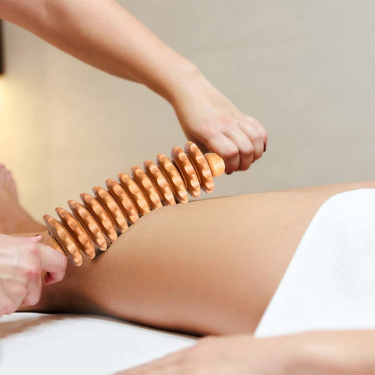 Curved Wood Therapy Massage Roller Tools,Lymphatic Drainage, Cellulite Massage & Wooden Muscle Roller Stick for Waist and Thigh, Stomach Rolling Massager Tool (with White Box)