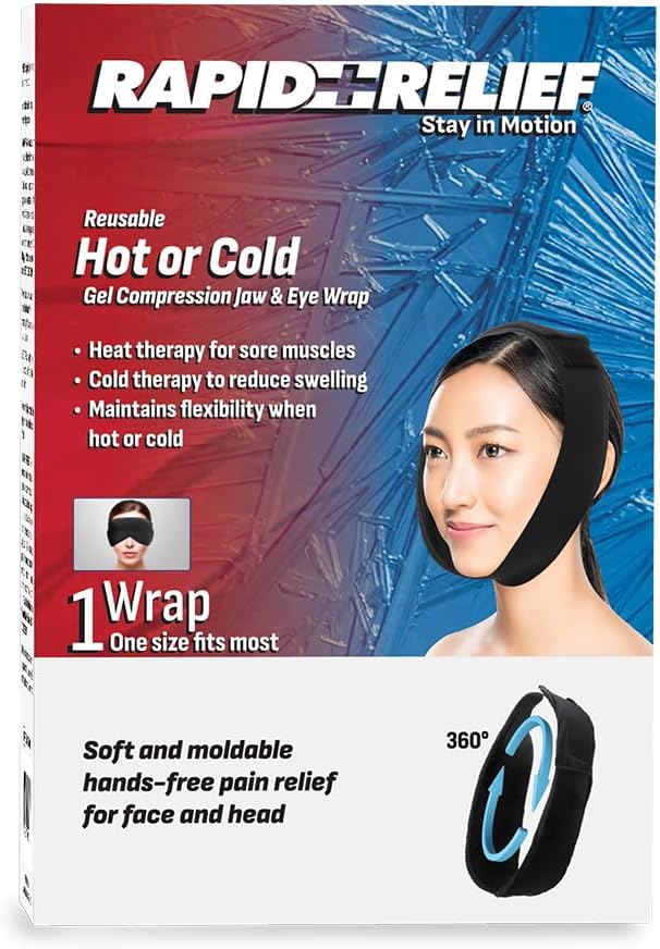 Rapid Relief Reusable Hot or Cold Jaw Wrap, TMJ Relief, Tooth Ache Relief