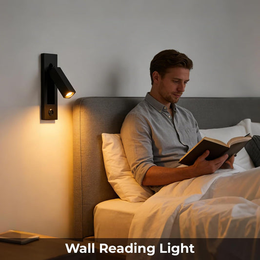 LED Wall Mounted Bedside Light, Adjustable Recessed Headboard Light with Switch, Wall Sconce for Reading, Hardwired Spotlight for Bedroom (Gold)