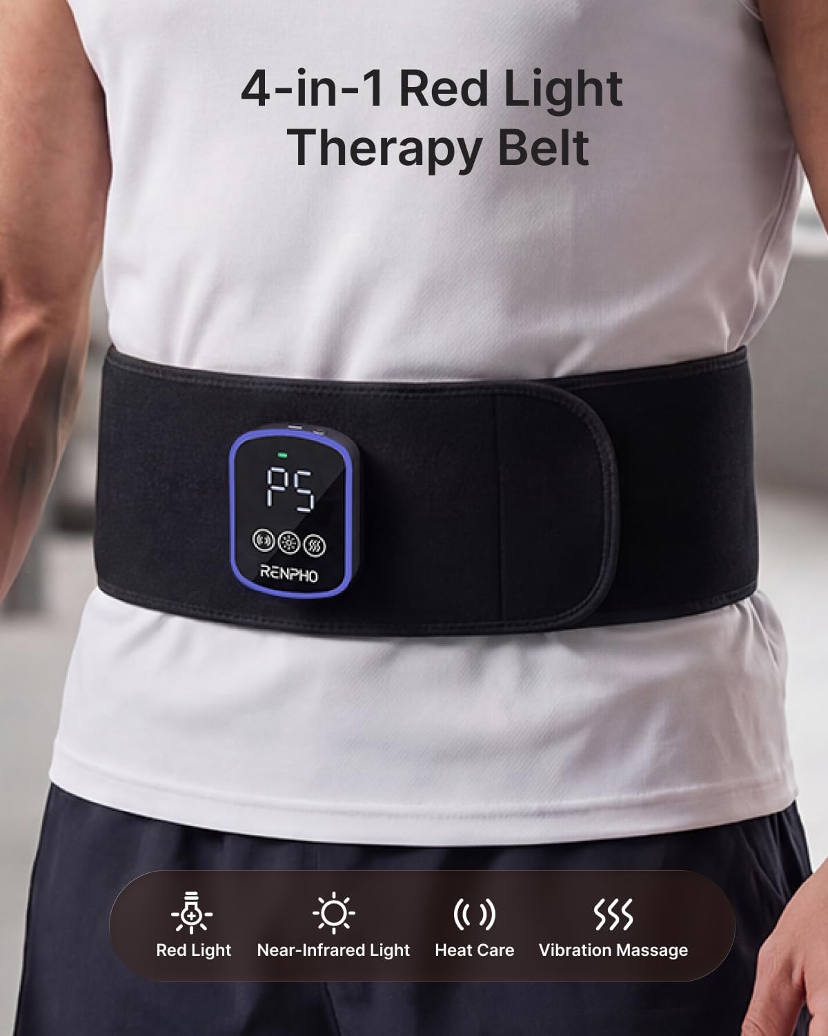 RENPHO Cordless Heating Pad for Back, FSA Eligible Red Light Therapy Belt | FSA Eligible Items Only List HSA Birthday Day Gifts for Men Women, Back Massager Support Lower Back Body, Sweatproof TPU