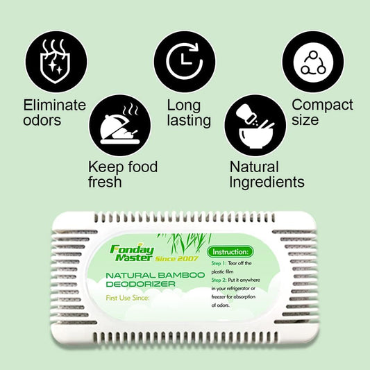 2Packs Fonday Bamboo Charcoal Refrigerator Deodorizer, Odor Eliminator | Reusable air freshener, More effective than baking soda, For fridges freezers, coolers & lunch Boxes